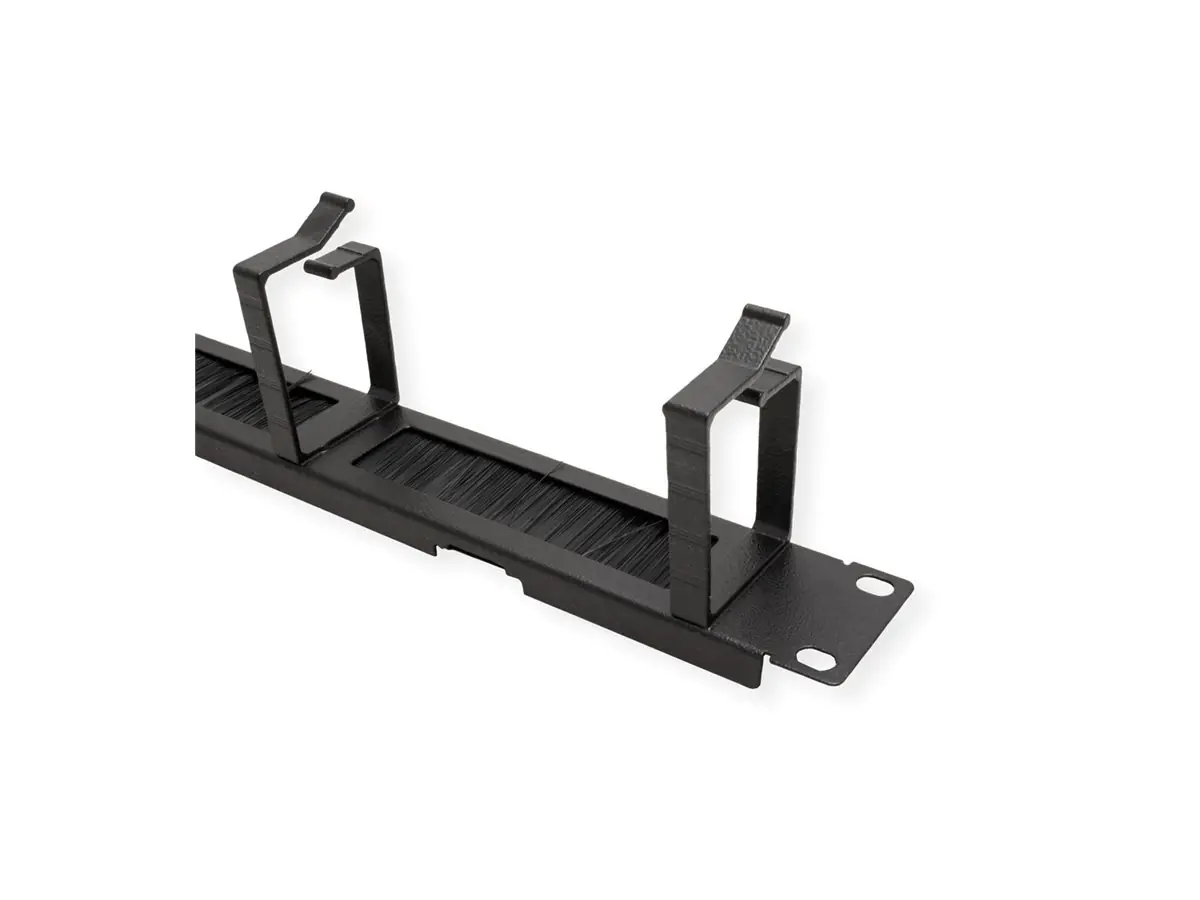 ROLINE Patch Panel - 44 x 60 mm, mit Bürstenstreifen - RAL 9005, Jet Black - 1U - 48.3