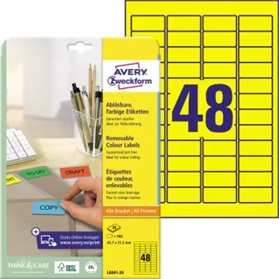 Avery Zweckform Etikett L6041-20 45,7x21,2mm gelb 960 St./Pack. Avery Zweckform Etikett L6041-20 45,7x21,2mm gelb 960 St./Pack.
