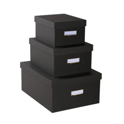 Exacompta Aufbewahrungsbox Office By Me 16 x 11 x 20 cm (B x H x T), 20 x 13 x 26 cm (B x H x T), 26 x15 x 35 cm (B x H x T) DIN A6+, DIN A5+, DIN A4+ Recyclingkarton, Papier kaschiert schwarz Exacompta Aufbewahrungsbox Office By Me 16 x 11 x 20 cm (B x H x T), 20 x 13 x 26 cm (B x H x T), 26 x15 x 35 cm (B x H x T) DIN A6+, DIN A5+, DIN A4+ Recyclingkarton, Papier kaschiert schwarz