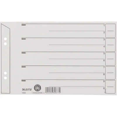 Leitz Trennblatt DIN A5 quer, Überbreite Kraftkarton, recycelt grau schwarz 100 St./Pack. Leitz Trennblatt DIN A5 quer, Überbreite Kraftkarton, recycelt grau schwarz 100 St./Pack.