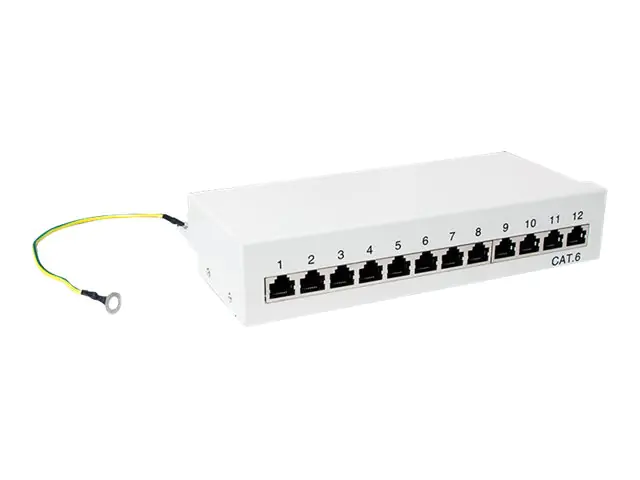 LogiLink - Patch Panel - geeignet für Wandmontage - RJ-45 X 12 - Hellgrau, RAL 7035