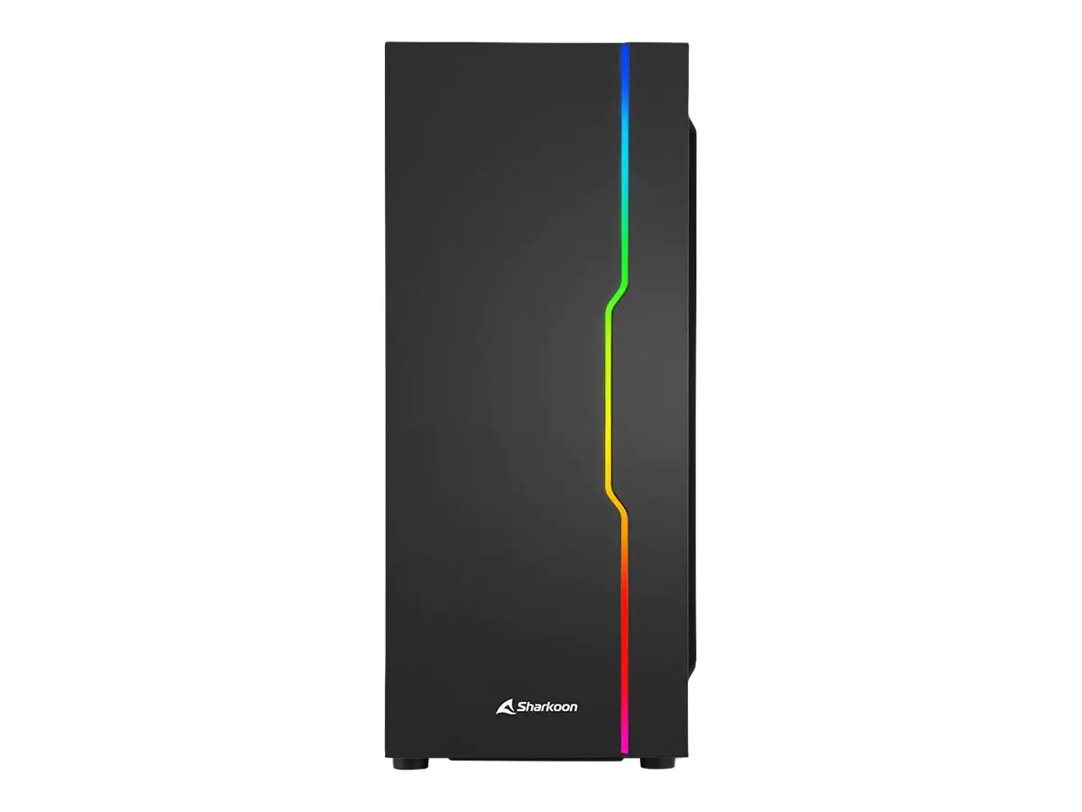 Sharkoon RGB Slider - Mid tower - ATX - Seitenteil mit Fenster (gehärtetes Glas) - keine Spannungsversorgung - Schwarz - USB/Audio