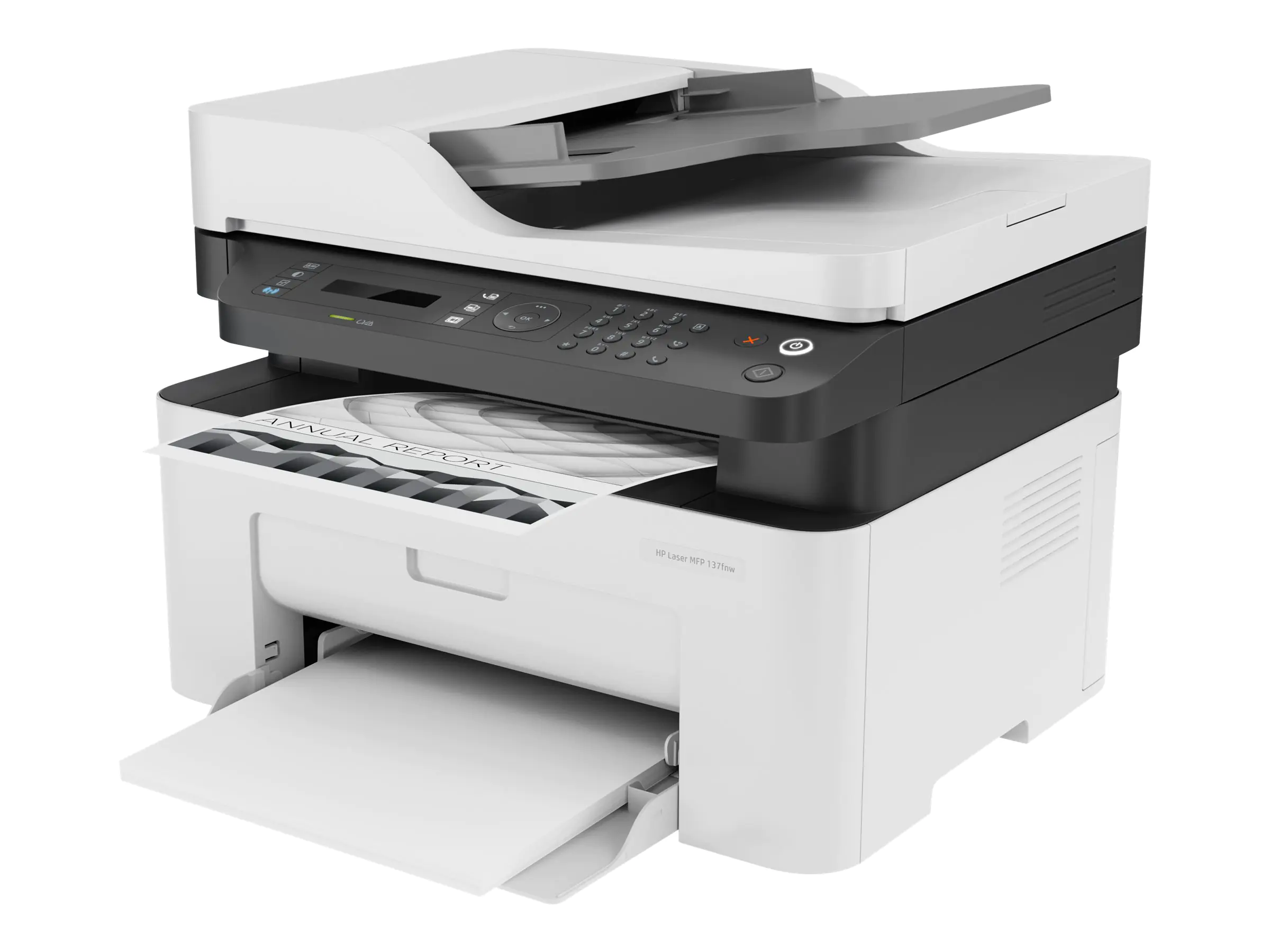 HP Laser MFP 137fnw - Multifunktionsdrucker - s/w - Laser - Legal (216 x 356 mm)/A4 (210 x 297 mm) (Original) - A4/Legal (Medien) - bis zu 20 Seiten/Min. (Kopieren) - bis zu 21 Seiten/Min. (Drucken) - 150 Blatt - 33.6 Kbps - USB 2.0, LAN, Wi-Fi(n)