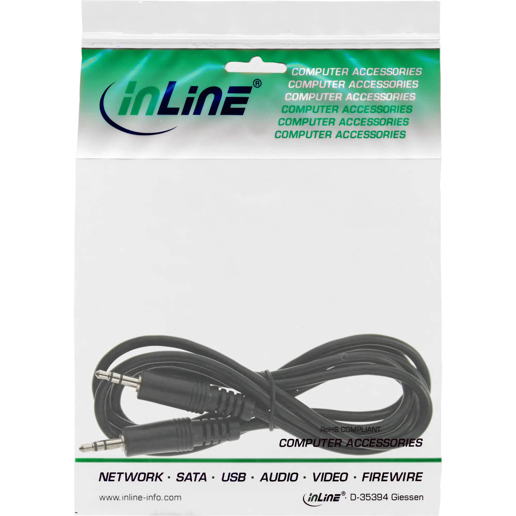 InLine - Audiokabel - mini-phone stereo 3.5 mm männlich zu mini-phone stereo 3.5 mm männlich - 3 m - Schwarz