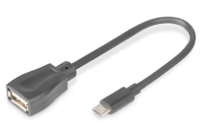 Digitus - USB-Kabel - USB (W) bis Mini-USB, Typ B (M) - USB 2.0 OTG - 20 cm - geformt - Schwarz