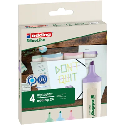edding Textmarker Highlighter 24 EcoLine 2-5mm farbig sortiert Keilspitze 4 St./Pack. edding Textmarker Highlighter 24 EcoLine 2-5mm farbig sortiert Keilspitze 4 St./Pack.