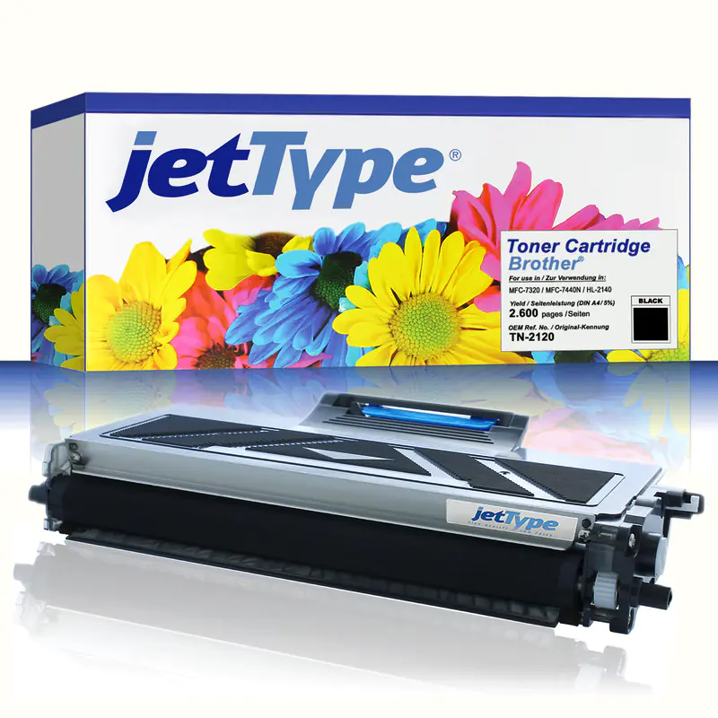 jetType Toner kompatibel zu Brother TN-2120 schwarz 2.600 Seiten 1 Stück jetType Toner kompatibel zu Brother TN-2120 schwarz 2.600 Seiten 1 Stück