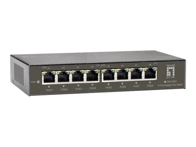 LevelOne GEP-0823 - Switch - 8 x 10/100/1000 (PoE+) - Desktop - PoE+ (120 W)