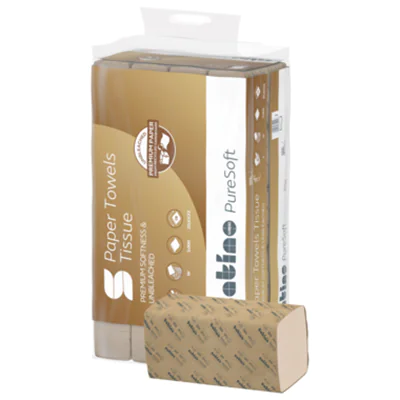 Satino Papierhandtuch PureSoft 24 x 23 cm (B x L) Papier, 100 % recycelte Wellpappe softbeige 20 x 160 Bl./Pack.