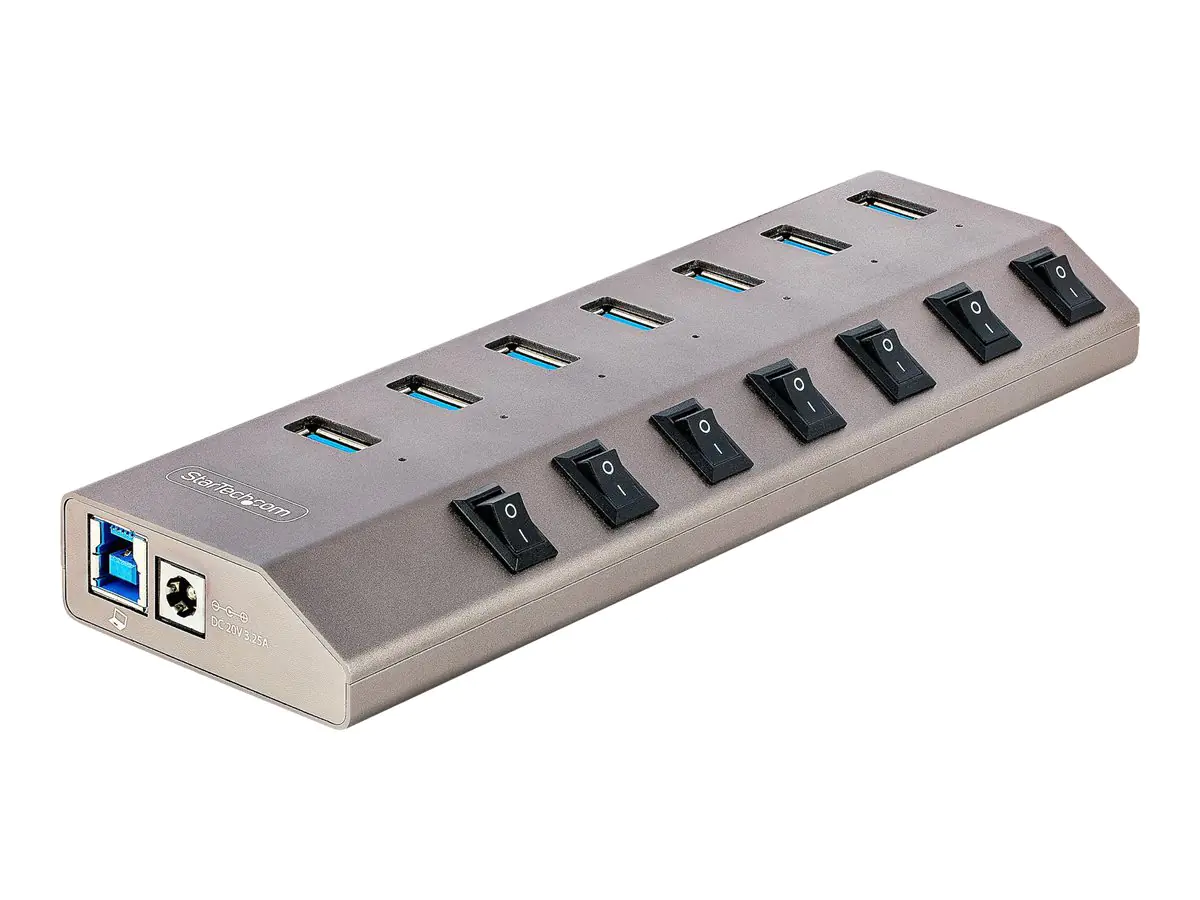 StarTech 7-Port Self-Powered USB-C Hub with Individual On/Off Switches, USB 3.0 5Gbps Expansion Hub w/Power Supply, Desktop/Laptop USB-C to USB-A Hub, 7x BC 1.2 (1.5A), USB Type C Hub - USB-C/A Host Cables (5G7AIBS-USB-HUB-EU) - Hub - 7 x USB 3.2 Gen