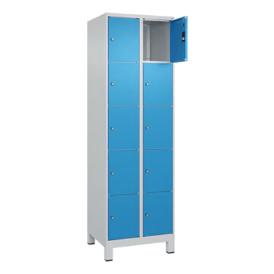 C+P Schließfachsystem Classic PLUS 10 Fächer Stahl Farbe der Front: lichtblau