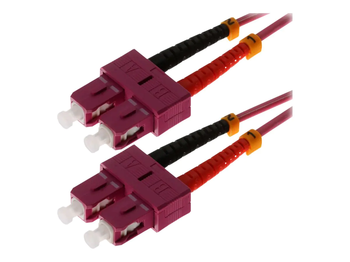 Helos - Patch-Kabel - SC multi-mode (M) bis SC multi-mode (M) - 2 m - Glasfaser - Duplex - 50/125 Mikrometer - OM4 - Erikaviolett Helos - Patch-Kabel - SC multi-mode (M) bis SC multi-mode (M) - 2 m - Glasfaser - Duplex - 50/125 Mikrometer - OM4 - Erikaviolett