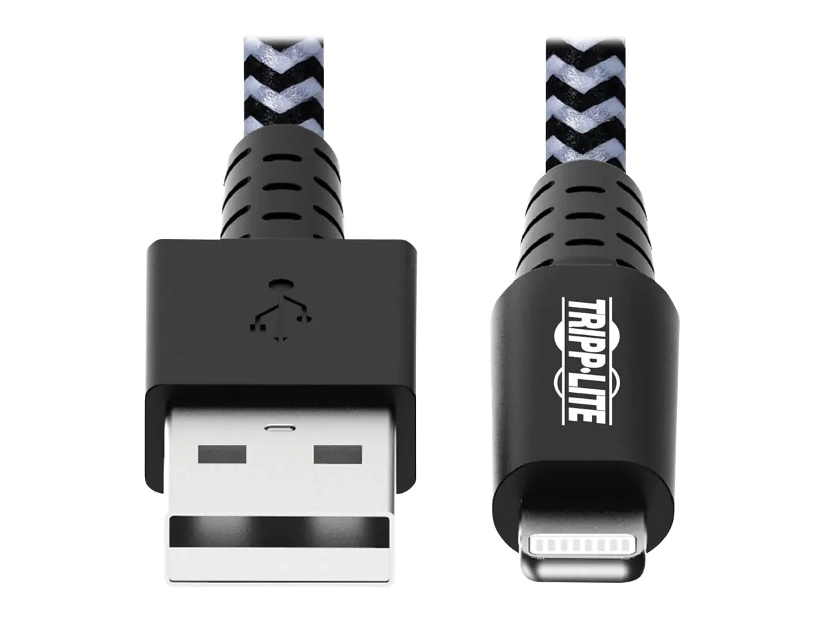 Eaton Tripp Lite Series Heavy-Duty USB-A to Lightning Sync/Charge Cable, MFi Certified - M/M, USB 2.0, 10 ft. (3.05 m) - Lightning-Kabel - USB männlich zu Lightning männlich - 3 m - weiß, Schwarz