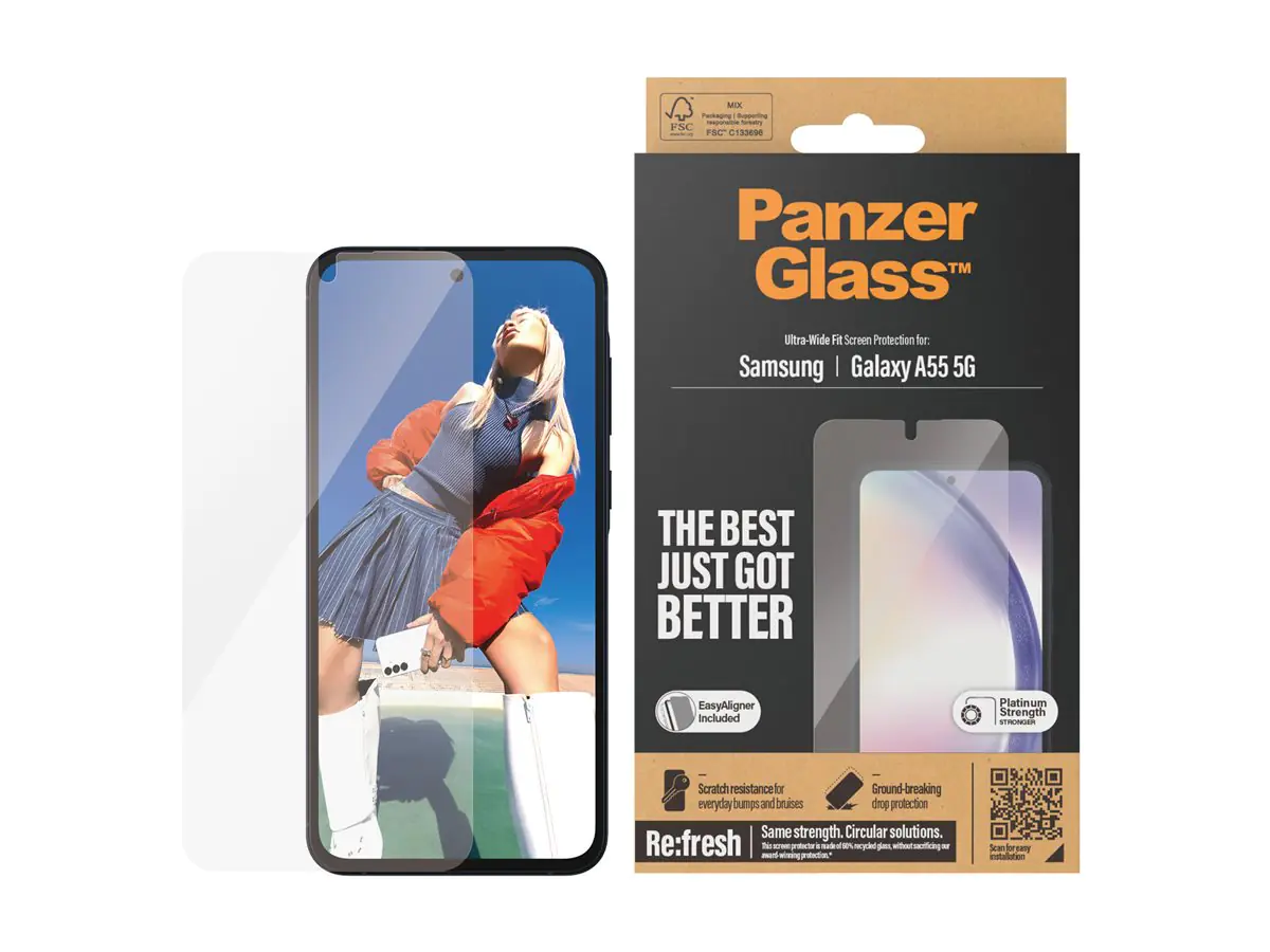 PanzerGlass Bildschirmschutz für Handy - ultrabreite Passform mit EasyAligner 7358