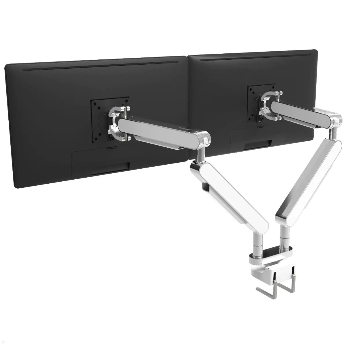 Bachmann ZG2 MONITORARM DUAL mit Tischklemme bis 30 Zoll, Aluminium chrom