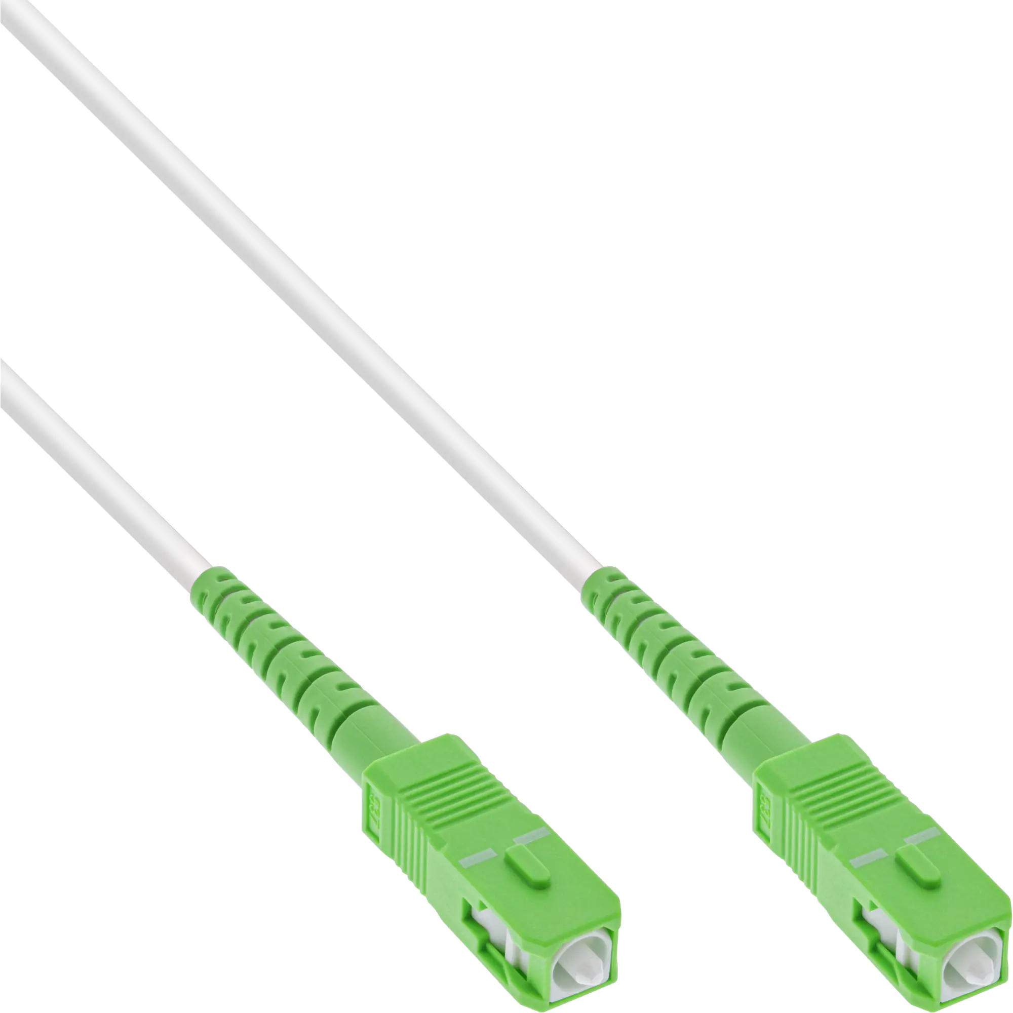 InLine - Patch-Kabel - SC/APC Einzelmodus (M) gewinkelt zu SC/APC Einzelmodus (M) gewinkelt - 2 m - 3 mm - Glasfaser - Simplex - 9/125 Mikrometer - G.652D/OS2 - halogenfrei - weiß