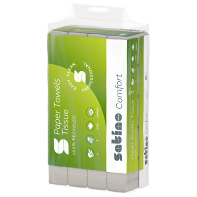 Satino Papierhandtuch comfort 20,6 x 24 cm (B x L) Papier, 100 % recycelt hochweiß 25 x 150 Bl./Pack. Satino Papierhandtuch comfort 20,6 x 24 cm (B x L) Papier, 100 % recycelt hochweiß 25 x 150 Bl./Pack.