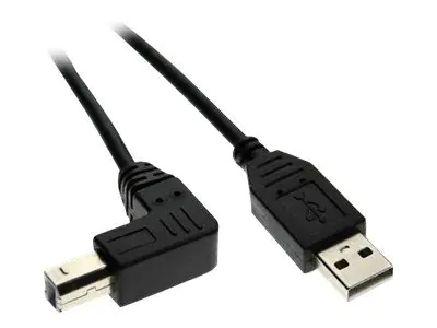 InLine - USB-Kabel - USB (M) zu USB Typ B (M) - 1 m - 90° Stecker - Schwarz