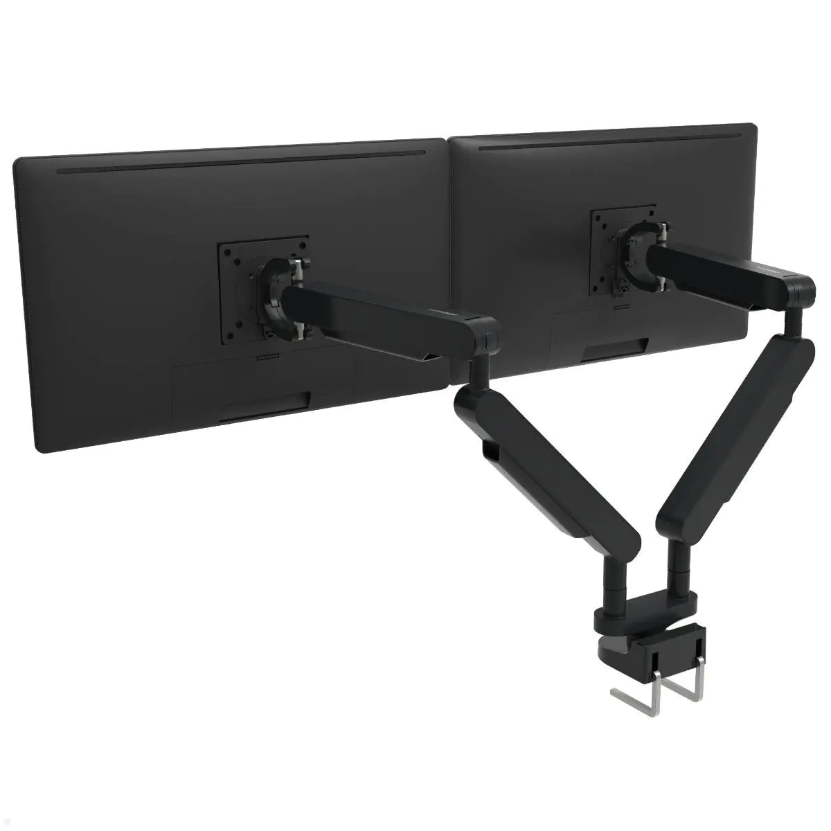 Bachmann ZG2 MONITORARM DUAL mit Tischklemme bis 30 Zoll, Aluminium schwarz