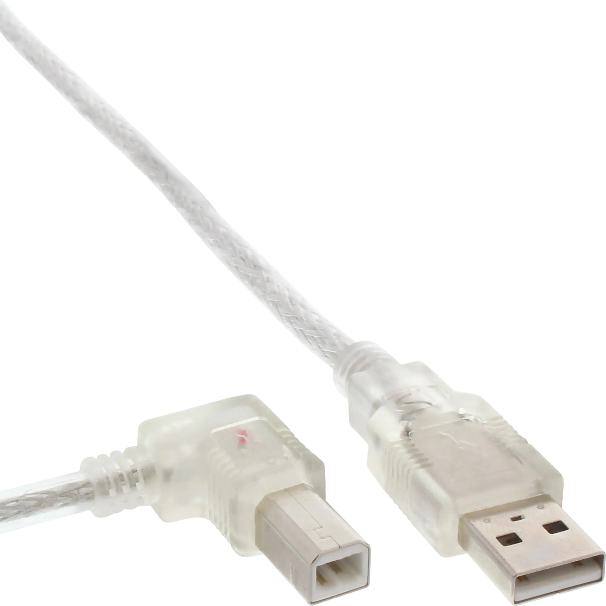 InLine - USB-Kabel - USB Typ B (M) zu USB (M) - USB 2.0 - 1 m - 90° Stecker - durchsichtig