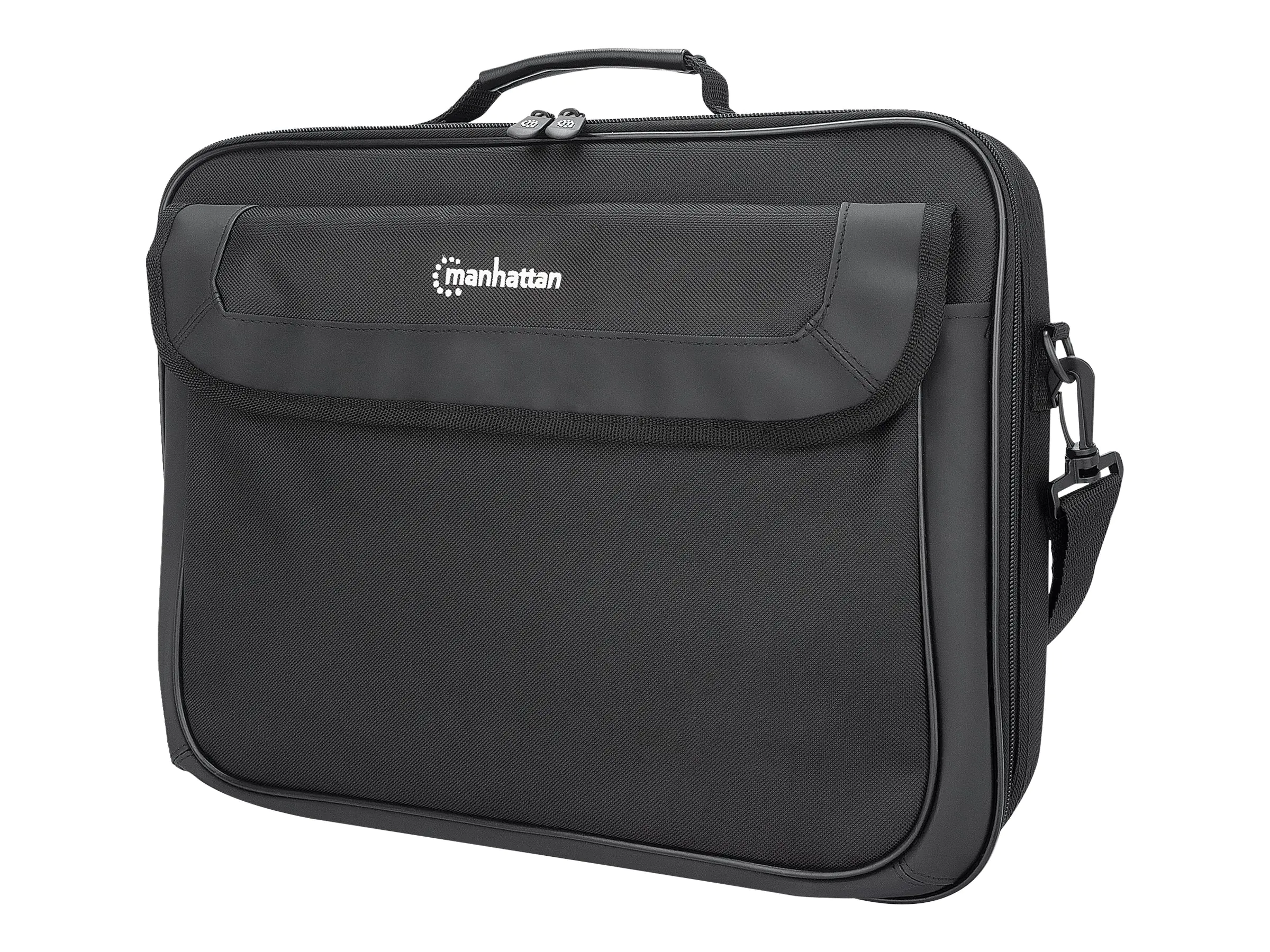 Manhattan Cambridge Laptop Bag 15.6", Clamshell Design, Black, LOW COST, Accessories Pocket, Document Compartment on Back, Shoulder Strap (removable), Equivalent to Targus TAR300, Notebook Case, Three Year Warranty - Notebook-Tasche - 39.6 cm (15.6") - Sc Manhattan Cambridge Laptop Bag 15.6", Clamshell Design, Black, LOW COST, Accessories Pocket, Document Compartment on Back, Shoulder Strap (removable), Equivalent to Targus TAR300, Notebook Case, Three Year Warranty - Notebook-Tasche - 39.6 cm (15.6") - Sc