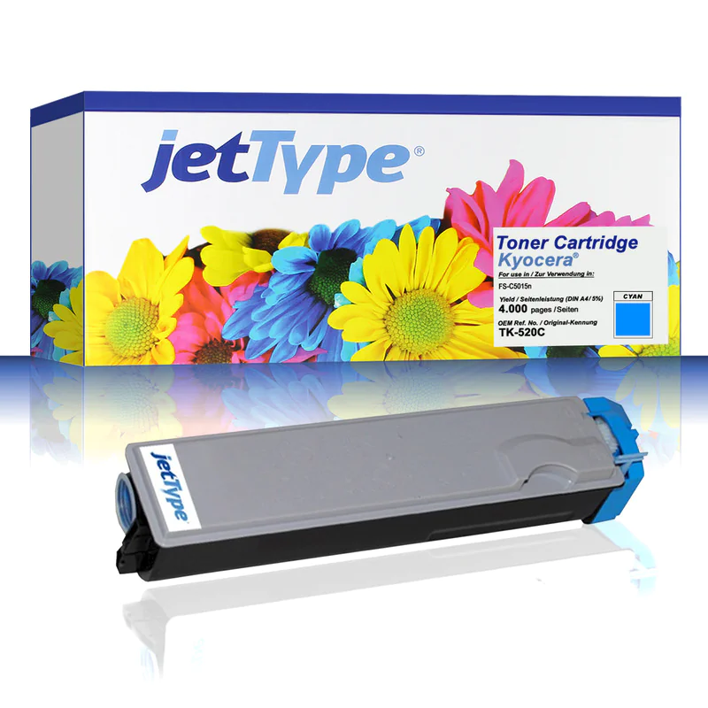 jetType Toner kompatibel zu Kyocera/Mita 1T02HJCEU0 TK520C Cyan 4.000 Seiten 1 Stück