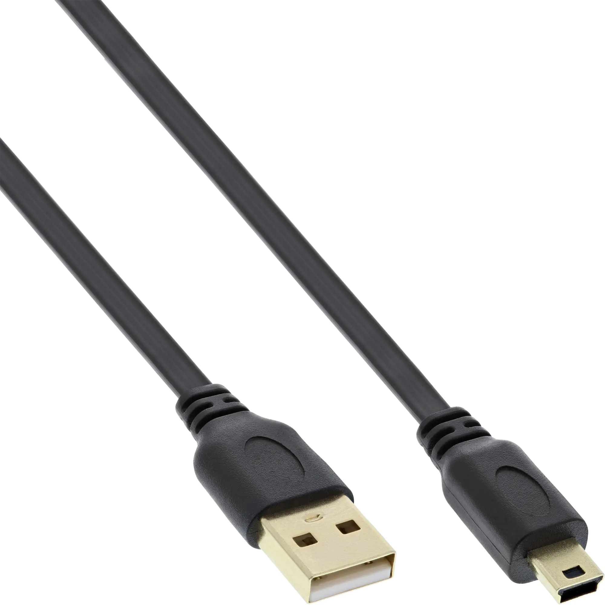 InLine - USB-Kabel - Mini-USB, Typ B (M) zu USB (M) - USB 2.0 - 5 m - flach - Schwarz