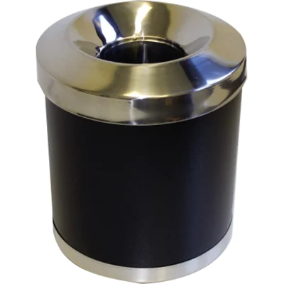 Papierkorb/ Bodenascher selbstlösch. Ø 25 cm, 30 cm hoch, Edelstahl schwarz lackiert