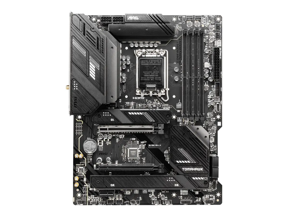 MSI MAG B760 TOMAHAWK WIFI - Motherboard - ATX - LGA1700-Sockel - B760 Chipsatz - USB 3.2 Gen 1, USB 3.2 Gen 2, USB-C 3.2 Gen2, USB-C 3.2 Gen 2x2 - 2.5 Gigabit LAN, Wi-Fi, Bluetooth - Onboard-Grafik (CPU erforderlich) - HD Audio (8-Kanal)