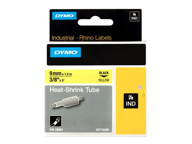 Dymo RhinoPRO Heat shrink tubing - Polyolefin - Schwarz auf Gelb - Rolle (0,9 cm x 5,5 m)