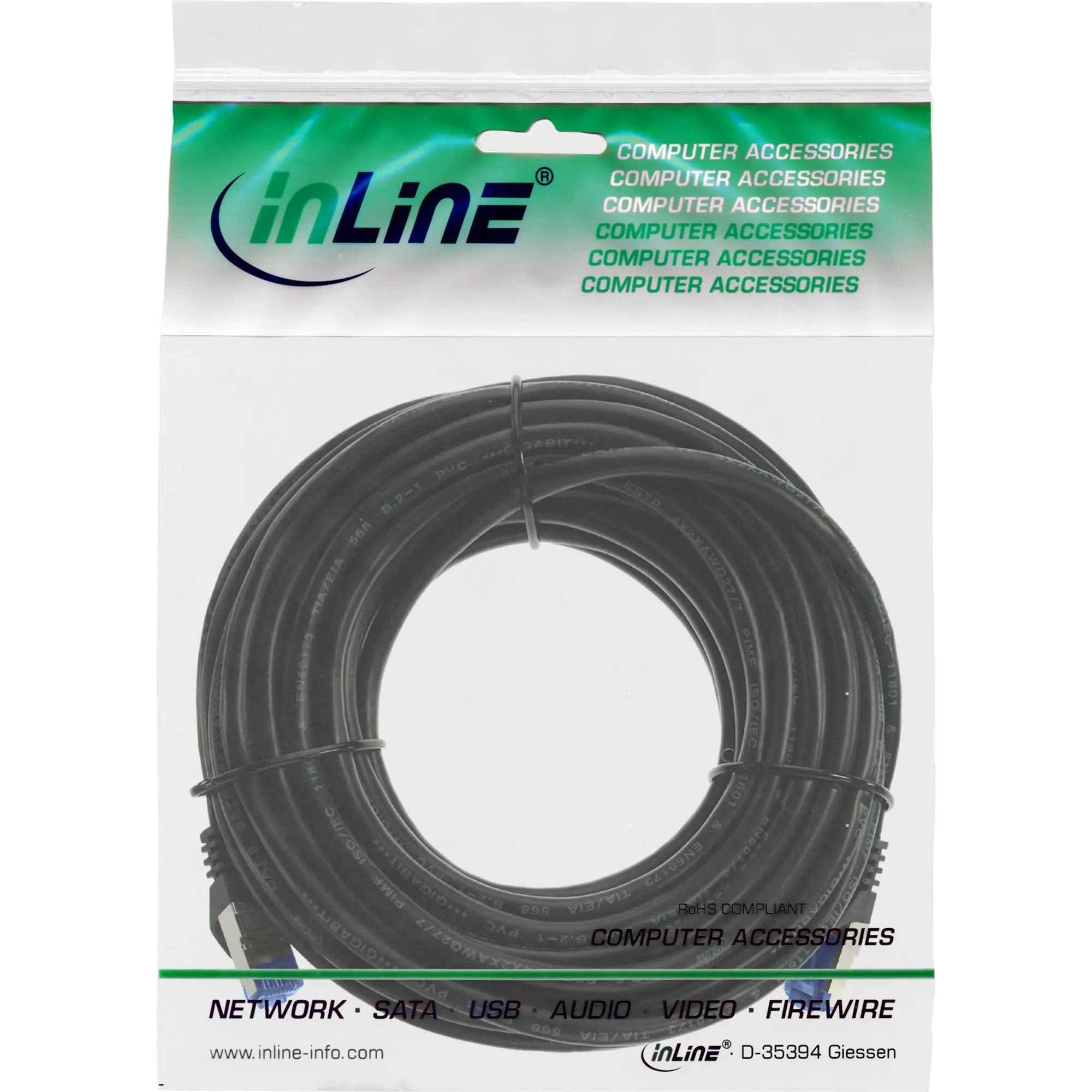 exertis Connect - Patch-Kabel - RJ-45 (M) zu RJ-45 (M) - 5 m - SFTP, PiMF - CAT 6a - halogenfrei, geformt, ohne Haken, verseilt - Grau