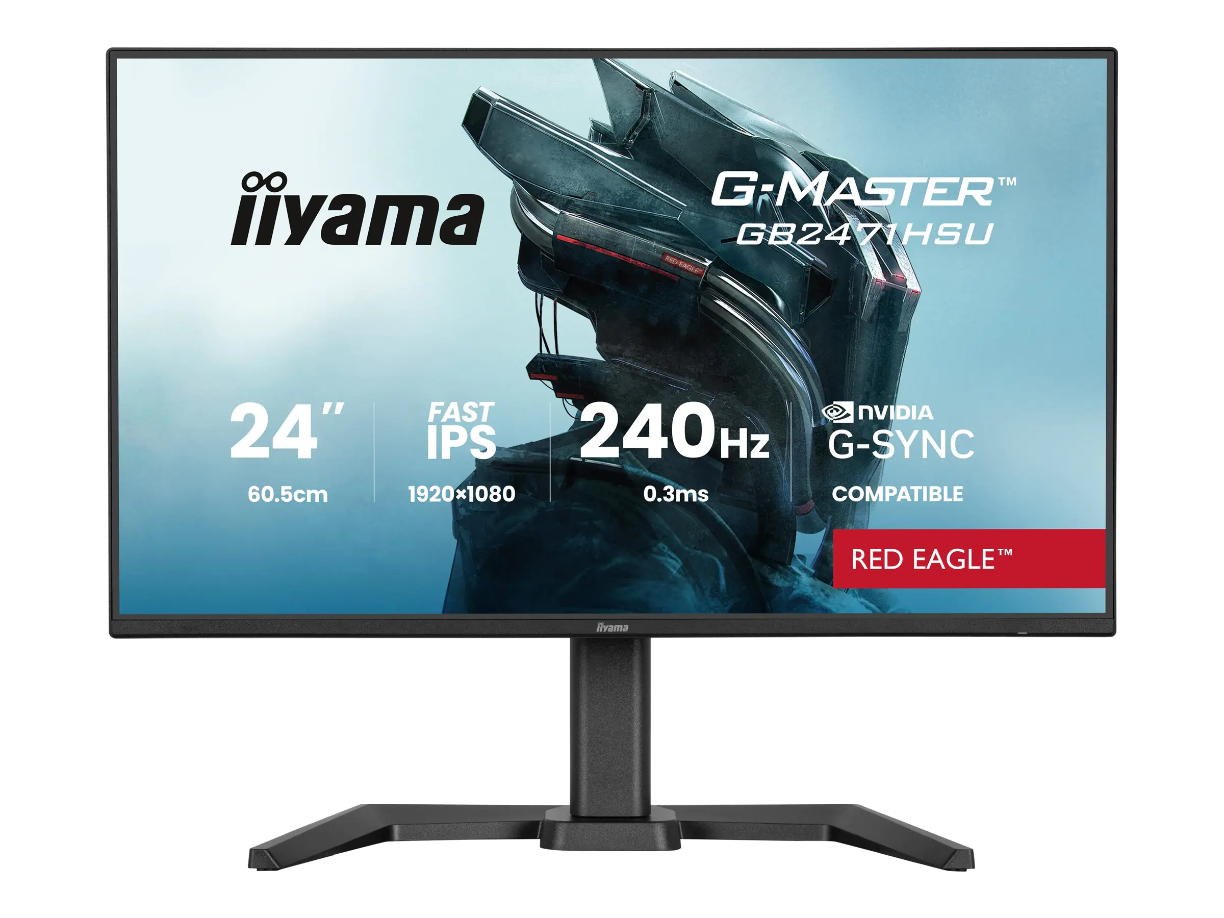 Iiyama G-MASTER Red Eagle GB2471HSU-B1 - LED-Monitor - Gaming - 60.5 cm (24") - 1920 x 1080 Full HD (1080p) @ 240 Hz - Fast IPS - 350 cd/m² - 1000:1 - 0.3 ms - HDMI, DisplayPort - Lautsprecher - Schwarz, Matte