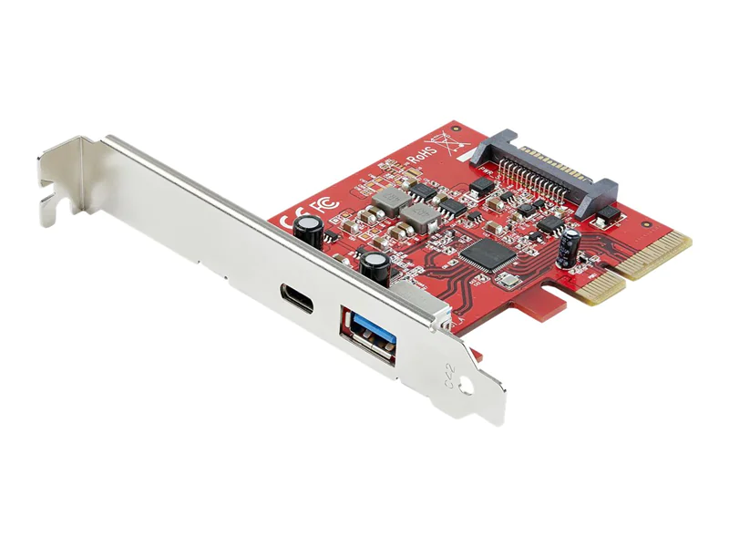StarTech 2-Port 10Gbps USB-A & USB-C PCIe Card, USB 3.1 Gen 2 PCI Express Type C/A Host Controller Card Adapter, USB 3.2 Gen 2x1 PCIe Desktop Expansion Add-On Card, Windows/macOS/Linux - Full/Low-Profile - USB-Adapter - PCIe 3.0 x4 - USB-C 3.1 x 1 + USB 3
