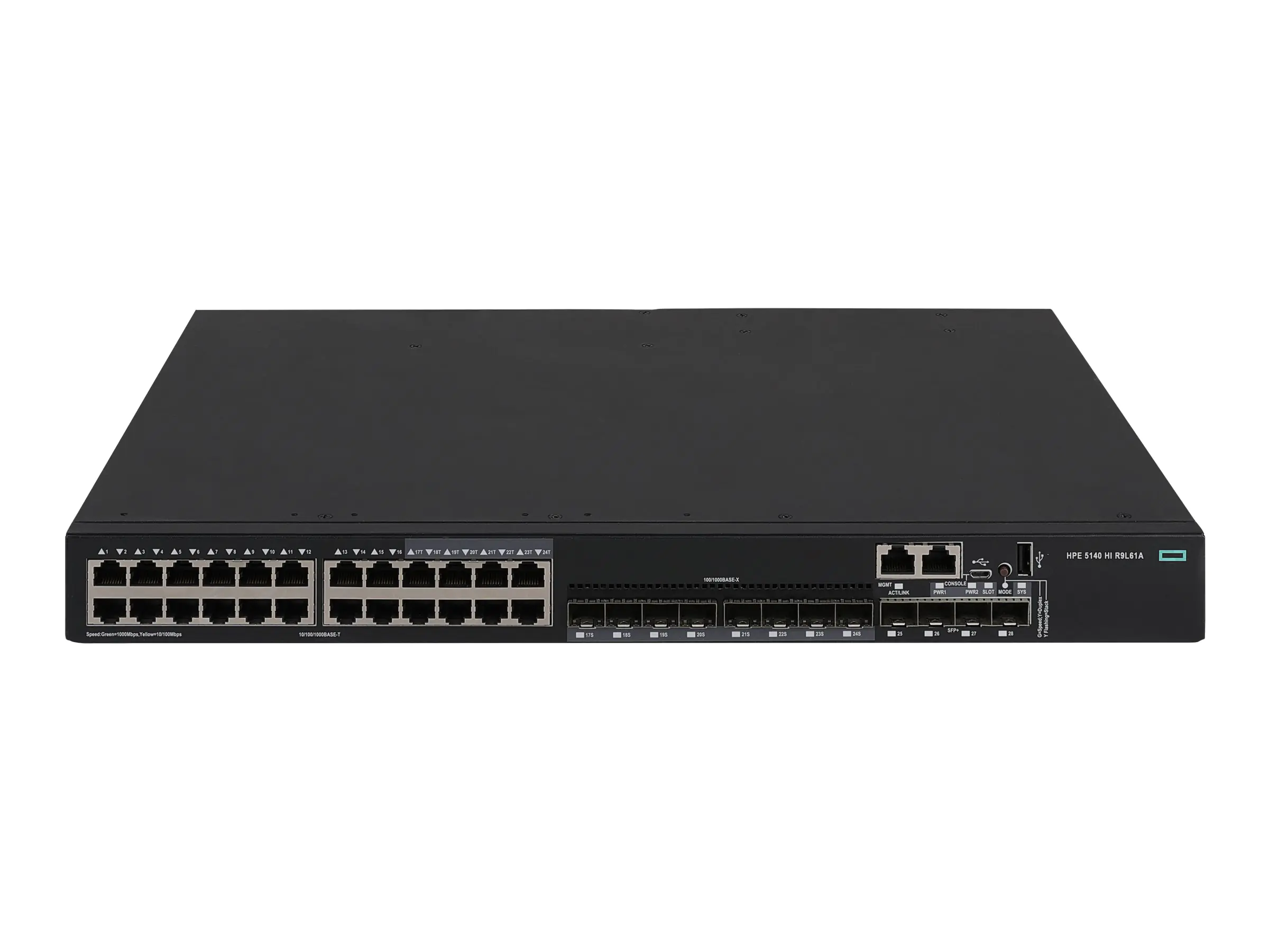 HPE FlexNetwork 5140 HI - Switch - 1 Slot - L3 - managed - 24 x 10/100/1000 + 8 x Kombi-Gigabit-SFP + 4 x 10 Gigabit Ethernet / 1 Gigabit Ethernet SFP+ - Luftstrom Seite zu Rückseite - an Rack montierbar