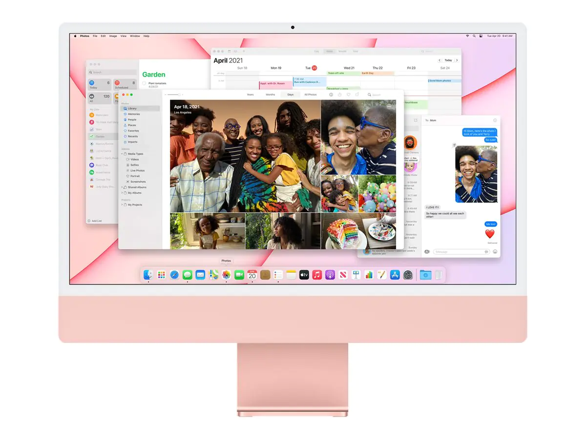 Apple iMac with 4.5K Retina display - All-in-One (Komplettlösung) - M1 - RAM 8 GB - SSD 256 GB - M1 7-core GPU - WLAN: Bluetooth 5.0, 802.11a/b/g/n/ac/ax - macOS Monterey 12.0 - Monitor: LED 61 cm (24") 4480 x 2520 (4.5K) - Tastatur: Deutsch - pink