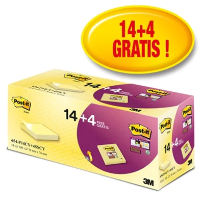 Post-it Haftnotiz Super Sticky 654-P14CY+4SSCY gelb 18 St./Pack. Post-it Haftnotiz Super Sticky 654-P14CY+4SSCY gelb 18 St./Pack.