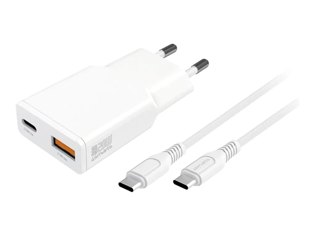 4smarts PDPlug Slim Duos - Netzteil - GaN - 20 Watt - 3 A - HiSilicon Fast Charging, SCP, QC 2.0, QC 3.0, AFC, PD 3.0, PD/PPS, Apple 2.4A (24 pin USB-C, USB) 541509