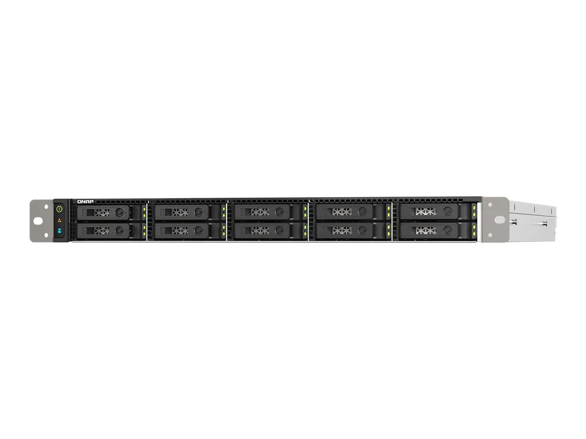 QNAP TS-h1090FU - NAS-Server - 10 Schächte - Rack - einbaufähig - SATA 6Gb/s / PCIe (NVMe) / U.2 - RAID RAID 0, 1, 5, 6, 10, 50, JBOD, 60 - RAM 64 GB - 25 Gigabit Ethernet / 2.5 Gigabit Ethernet - iSCSI Support - 1U