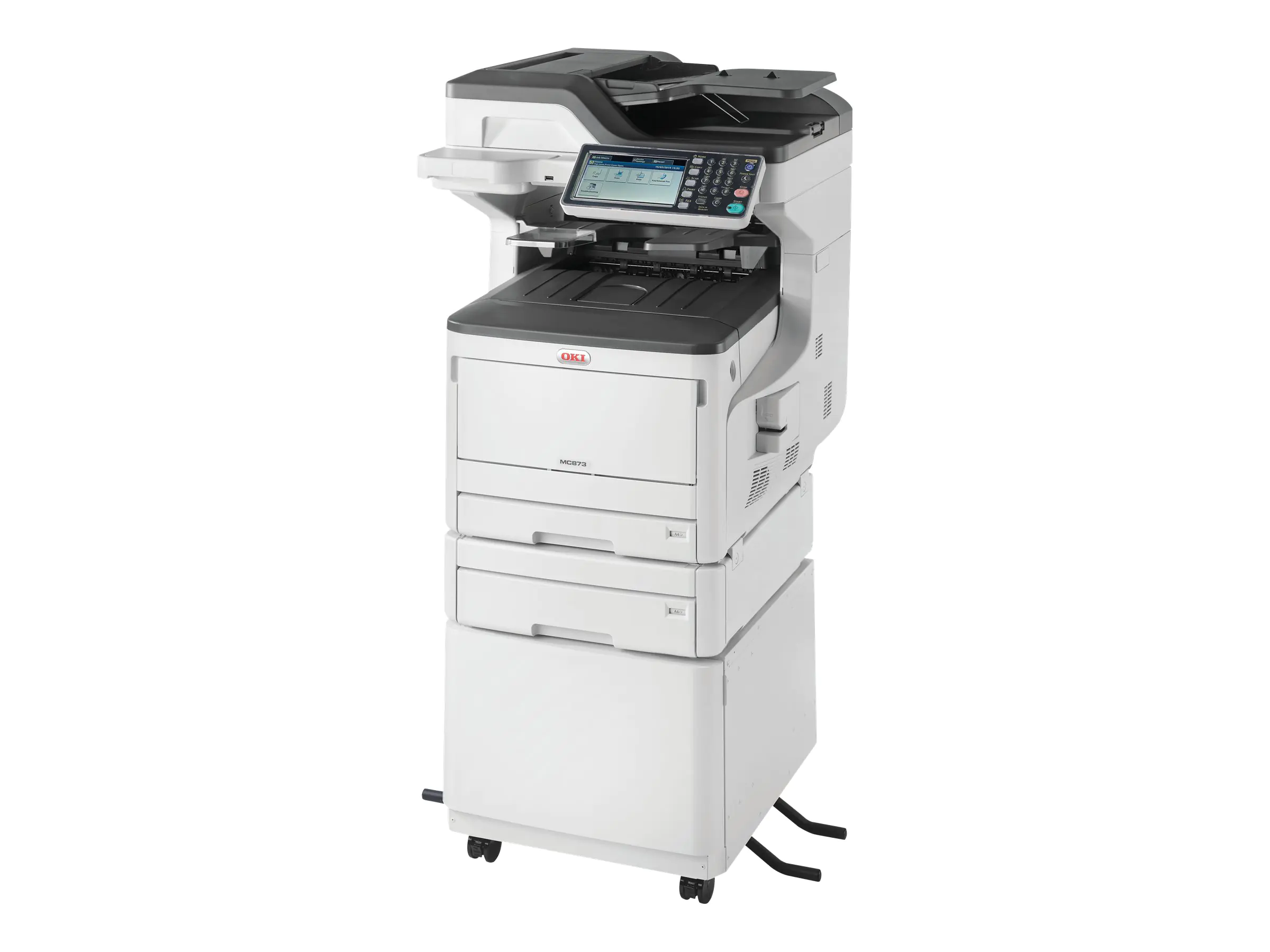 Oki MC873DNCT - Multifunktionsdrucker - Farbe - LED - 297 x 431.8 mm (Original) - A3 (Medien) - bis zu 35 Seiten/Min. (Kopieren) - bis zu 35 Seiten/Min. (Drucken) - 935 Blatt - 33.6 Kbps - USB 2.0, Gigabit LAN, USB-Host