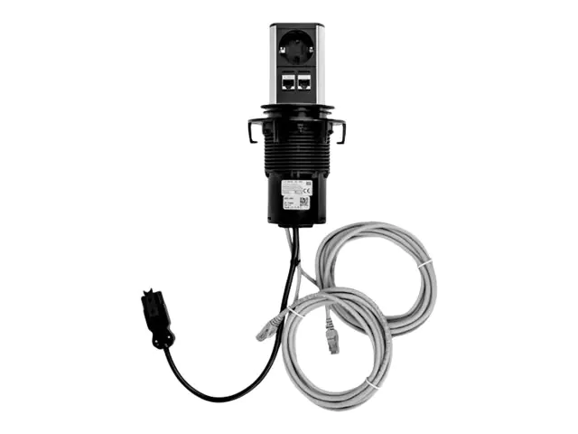 Bachmann ELEVATOR - Steckdosenauslass - Typ F, RJ 45 - 1 Steckdose, 2 Netzwerksteckdosen - Schwarz, Mattes Chrom Bachmann ELEVATOR - Steckdosenauslass - Typ F, RJ 45 - 1 Steckdose, 2 Netzwerksteckdosen - Schwarz, Mattes Chrom