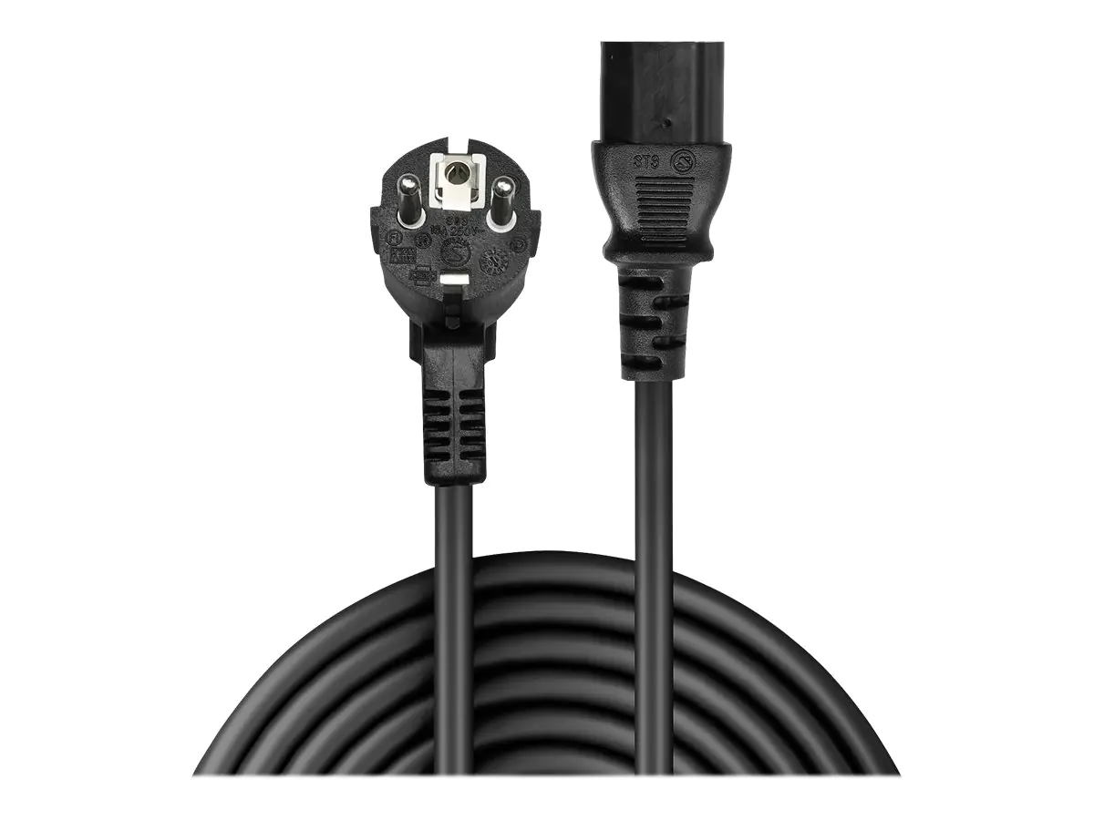 Lindy - Stromkabel - CEE 7/7 (M) gewinkelt bis IEC 60320 C13 - 5 m - Schwarz