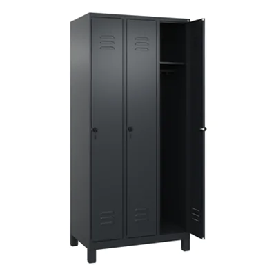 C+P Kleiderspind Classic PLUS 900 x 1.950 x 500 mm (B x H x T) 3 Abteile Stahl schwarzgrau