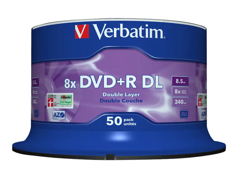 Verbatim - 50 x DVD+R DL - 8.5 GB (240 Min.) 8x - mattsilber - Spindel