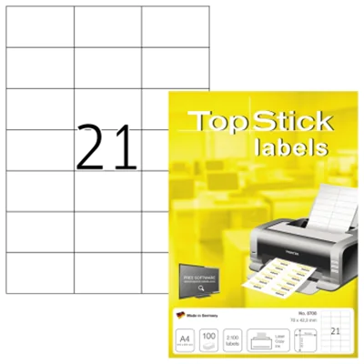 Etikett TopStick 8708 70x42,3mm weiß 2.100 St./Pack. Etikett TopStick 8708 70x42,3mm weiß 2.100 St./Pack.