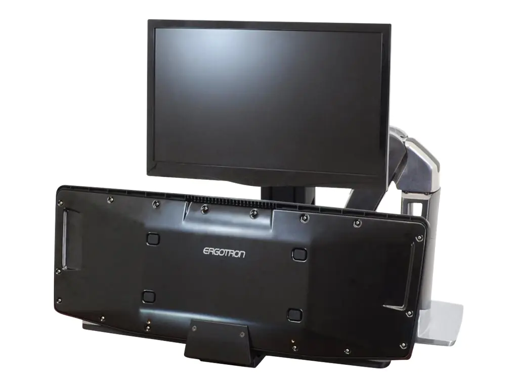 Ergotron WorkFit-A Single LD Workstation With Worksurface - Stehender Tischwandler - Polished Aluminum, Schwarz