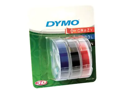 Dymo Selbstklebend - Schwarz, Blau, Rot - Rolle (0,9 cm x 3 m)