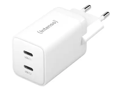 Intenso W40CC - Netzteil - GaN - 40 Watt - 3 A - PD 3.0, PD/PPS, QC 4.0 - 2 Ausgabeanschlussstellen (USB-C) 7804012