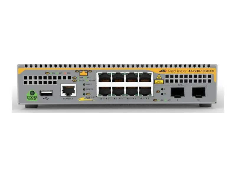 Allied Telesis AT x240-10GHXm - Switch - L3 - managed - 8 x 10/100/1000/2.5G/5G (PoE++) AT-X240-10GHXM-50