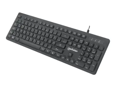 Manhattan Gaming USB Keyboard, Low Force Key Edition, 12 Multimedia Keys, Rainbow-LED Backlighting, USB-A, Black, Retail Box (German layout) 179485