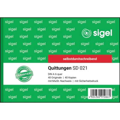 SIGEL Quittung SD21 DIN A6 quer selbstdurchschreibend 2x40Blatt SIGEL Quittung SD21 DIN A6 quer selbstdurchschreibend 2x40Blatt